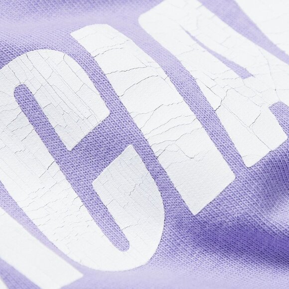 Balenciaga Oversized Distressed Logo-Print Cotton Jersey T-Shirt Purple XXS Boxy - Picture 2 of 5